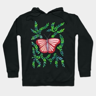 Watercolor Butterfly - Coral Hoodie